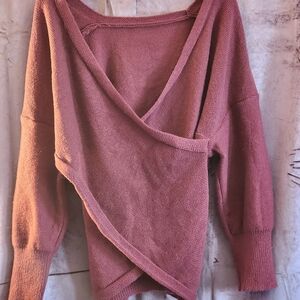 Elegant Off-the-Shoulder Mauve Sweater